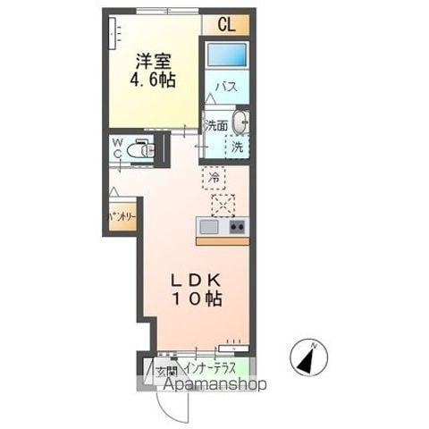 シェル グローリーB棟(1LDK/1階)の間取り写真