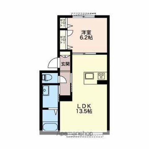 GLORIA徳川町(1LDK/1階)の間取り写真