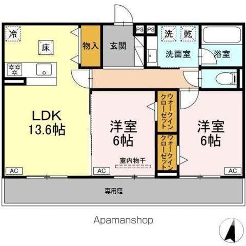 プルミエラムール(2LDK/1階)の間取り写真