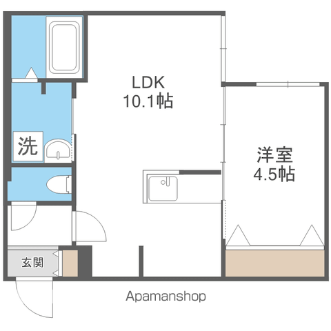 ブランシャール医大前(1LDK/4階)の間取り写真