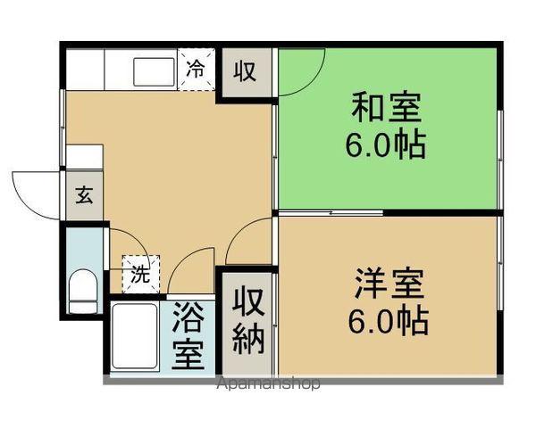 コーポグリーン(2DK/1階)の間取り写真