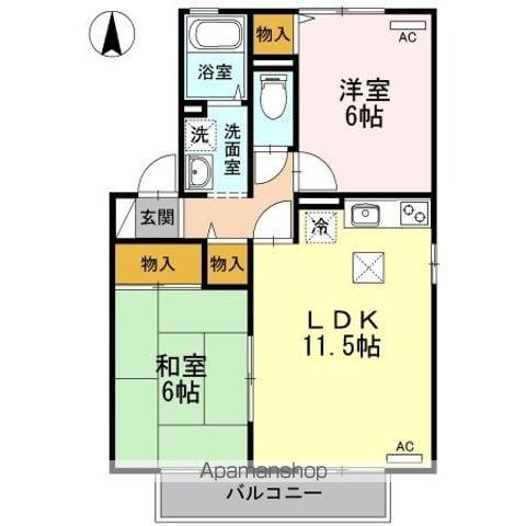 リヴェールSACHI B棟(2LDK/1階)の間取り写真