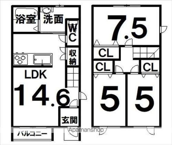 清見メゾネット(3LDK)の間取り写真