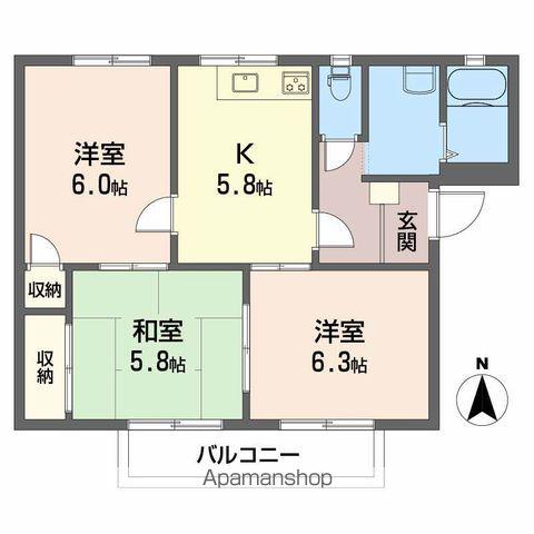 フレグランス関谷 A棟(3K/2階)の間取り写真