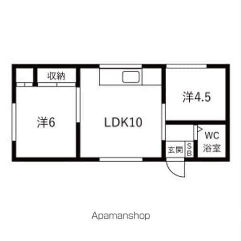 中山北都ハイツB(2DK/2階)の間取り写真