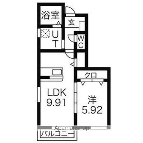 ビレッジ日蔭N(1LDK/1階)の間取り写真