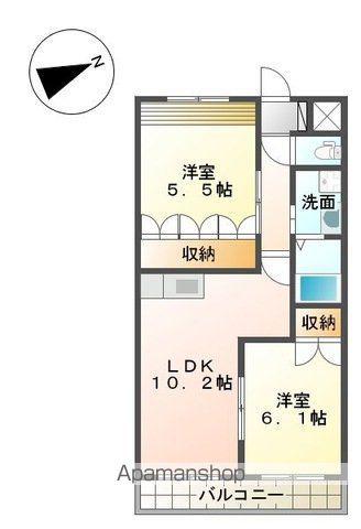 ピースフル・ユウ(2LDK/2階)の間取り写真