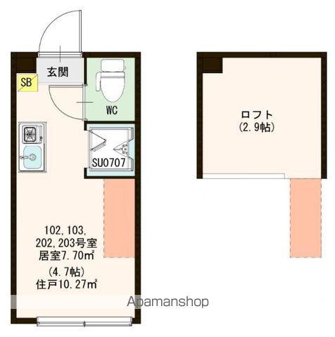 ハーモニーテラス下高井戸Ⅴ(ワンルーム/2階)の間取り写真