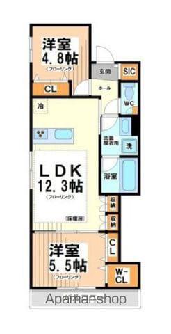 HILLTOP イースト(2LDK/2階)の間取り写真