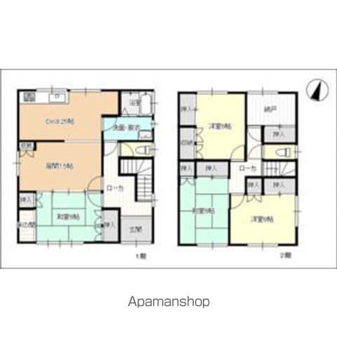 岐阜県岐阜市 2階建 築39年(4SLDK)の間取り写真