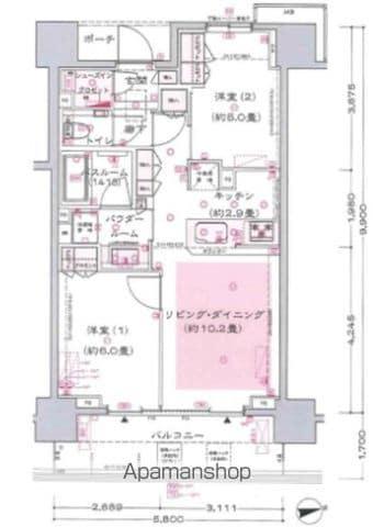 シティハウス本郷三丁目(2LDK/14階)の間取り写真
