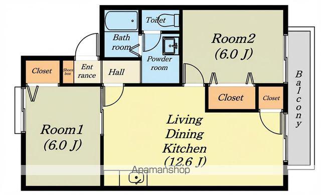 セジュール今宿(2LDK/1階)の間取り写真