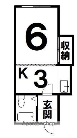 寿ハイツ(ワンルーム/3階)の間取り写真