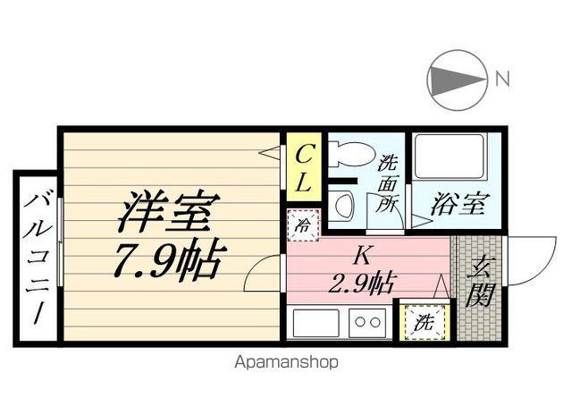 メルファ保土ヶ谷(1K/2階)の間取り写真