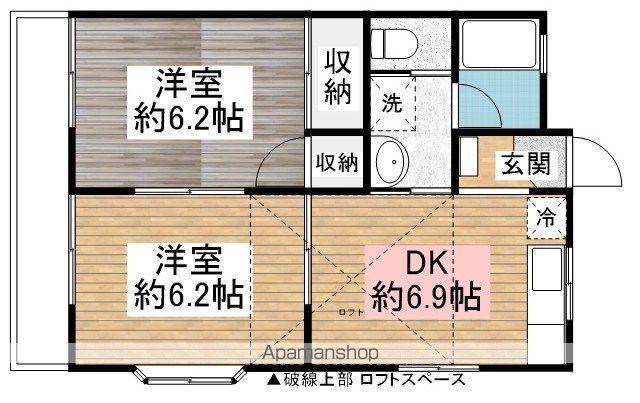 キャッスル柳澤B(2DK/2階)の間取り写真