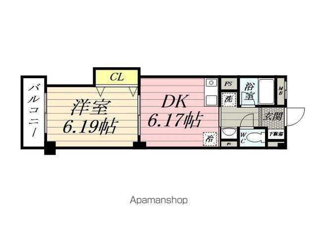 月見台弐番館(1DK/2階)の間取り写真