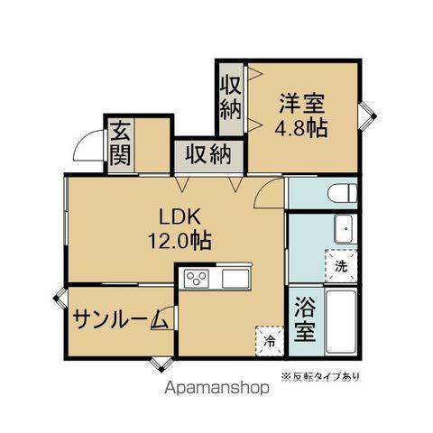 アヴニール向中野Ⅱ(1SLDK/1階)の間取り写真