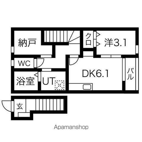ポルトボヌール(1SDK/2階)の間取り写真