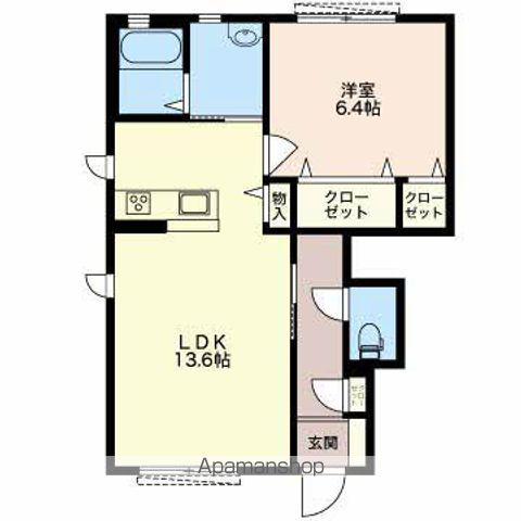 CORTE DEL SOLE A棟(1LDK/1階)の間取り写真