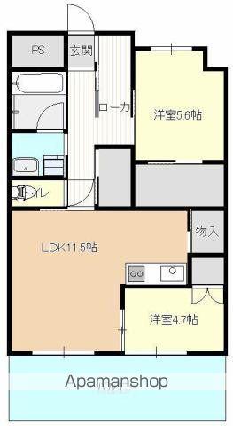 ディアコート新栄(2LDK/7階)の間取り写真
