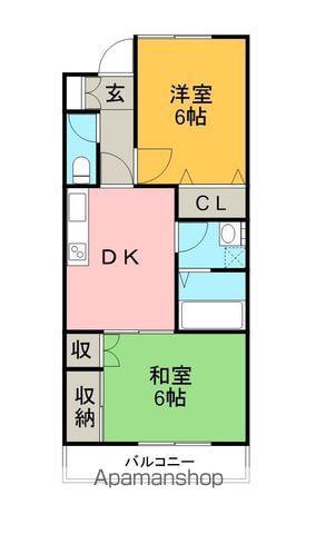 ラフィーネⅠ(2DK/4階)の間取り写真