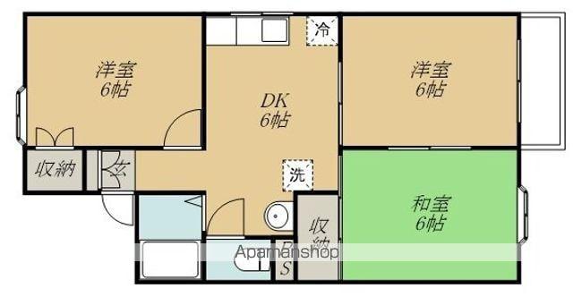 シルク・ドゥ・ソレイユB棟(3DK/1階)の間取り写真