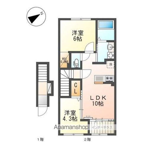 スカイセレーネ(2LDK/2階)の間取り写真