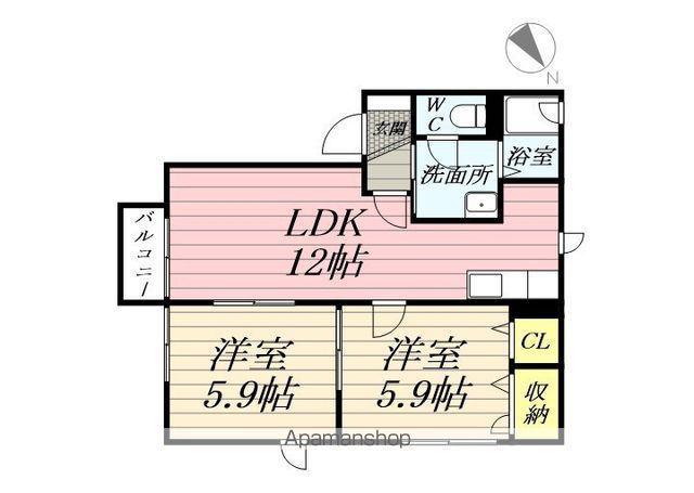 エスペランサA(2LDK/2階)の間取り写真