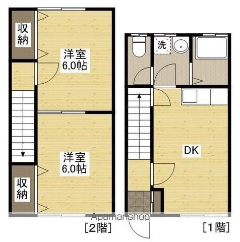 芸備線 矢賀駅 徒歩9分 2階建 築41年(2DK/1階)の間取り写真