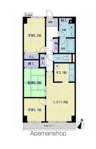 ベルグランデ(3LDK/7階)の間取り写真