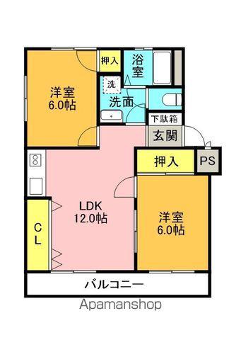 マシコハイツ(2LDK/3階)の間取り写真