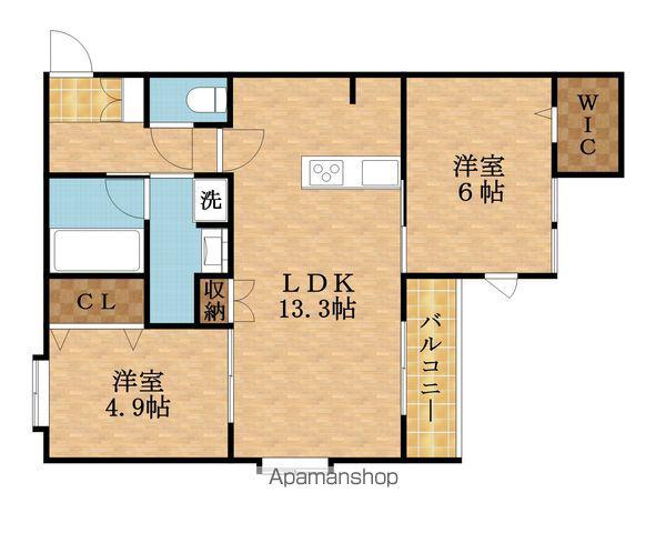 内代レジデンスノース(2LDK/4階)の間取り写真