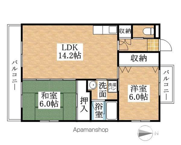 エスペランサ厳樹(2LDK/2階)の間取り写真