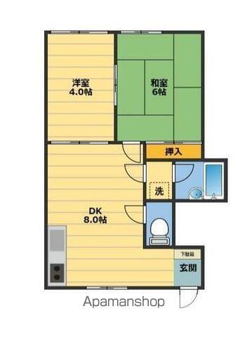 プリベイル柏(2DK/1階)の間取り写真