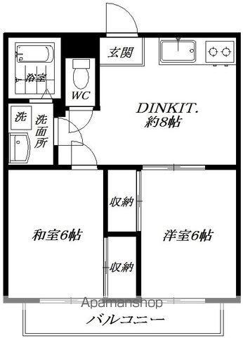 キャピタルハイツ(2DK/2階)の間取り写真