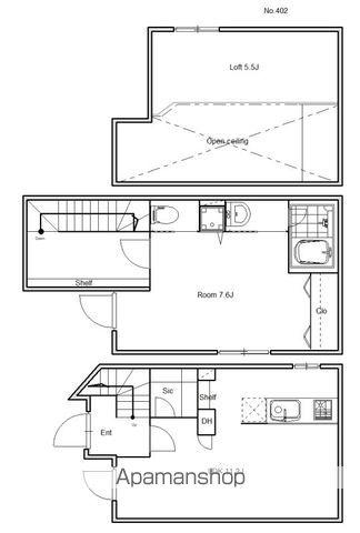 GLACIS(1LDK/4階)の間取り写真