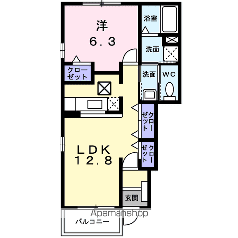 マウントリヴァⅥ(1LDK/1階)の間取り写真