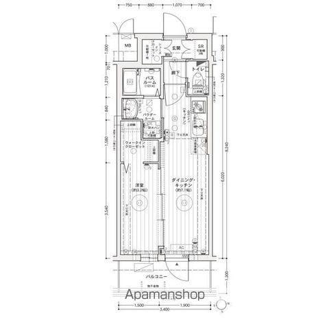 エステムコート名古屋上前津(1DK/6階)の間取り写真