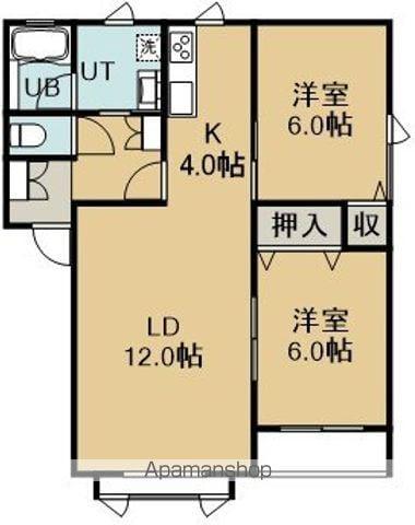 ハーモニーパレスⅡ(2LDK/2階)の間取り写真