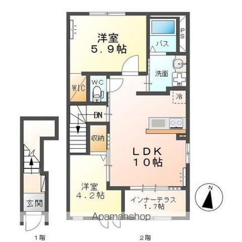 エスパース(2LDK/2階)の間取り写真