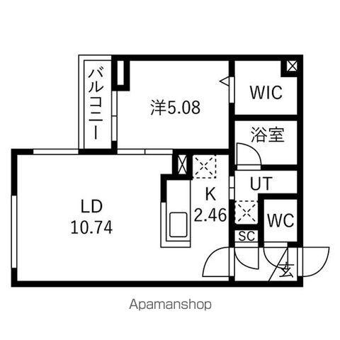 カレラ水車町(1LDK/4階)の間取り写真