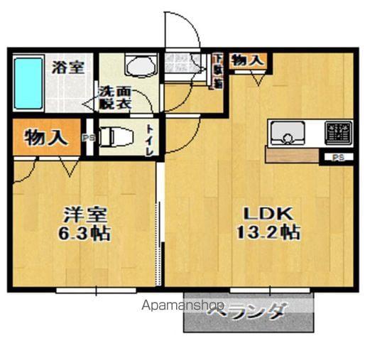 シャーメゾン東原A棟(1LDK/2階)の間取り写真