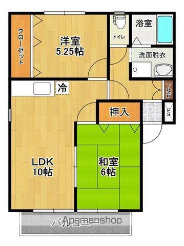 エスポワール石堂A棟(2LDK/2階)の間取り写真
