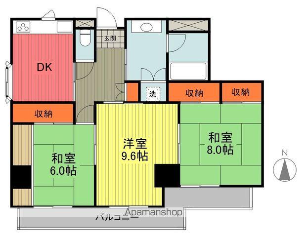 陣場河内ビル(3DK/4階)の間取り写真