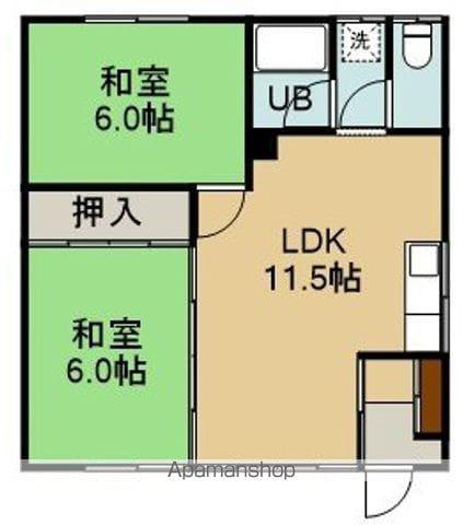 ゆうき荘(2LDK/2階)の間取り写真