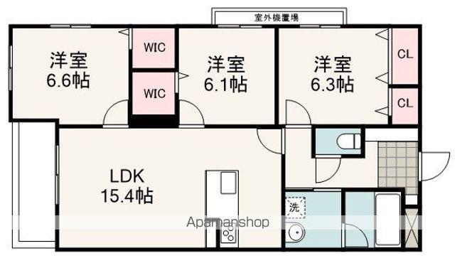 グランスタジオ幸町(3LDK/2階)の間取り写真