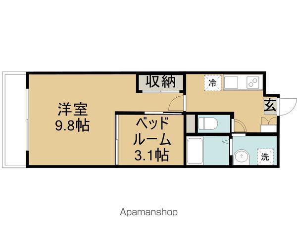 新潟県新潟市西区 3階建 築19年(1DK/3階)の間取り写真