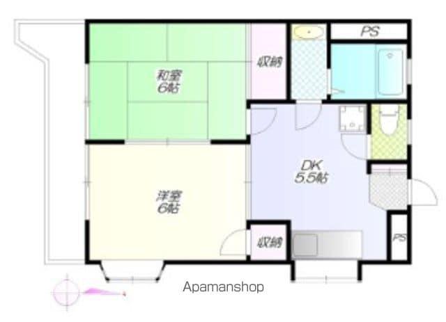ビューハイツ司(2DK/3階)の間取り写真