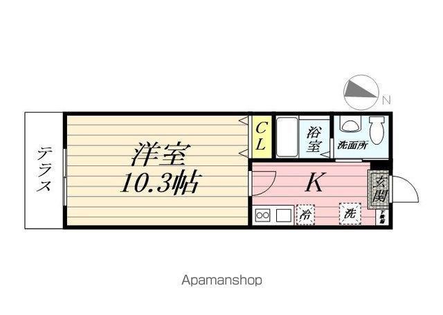 ハーミットクラブハウスピュアプレズン(1K/1階)の間取り写真
