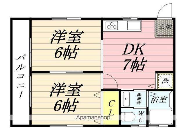 メゾン西久保(2DK/2階)の間取り写真
